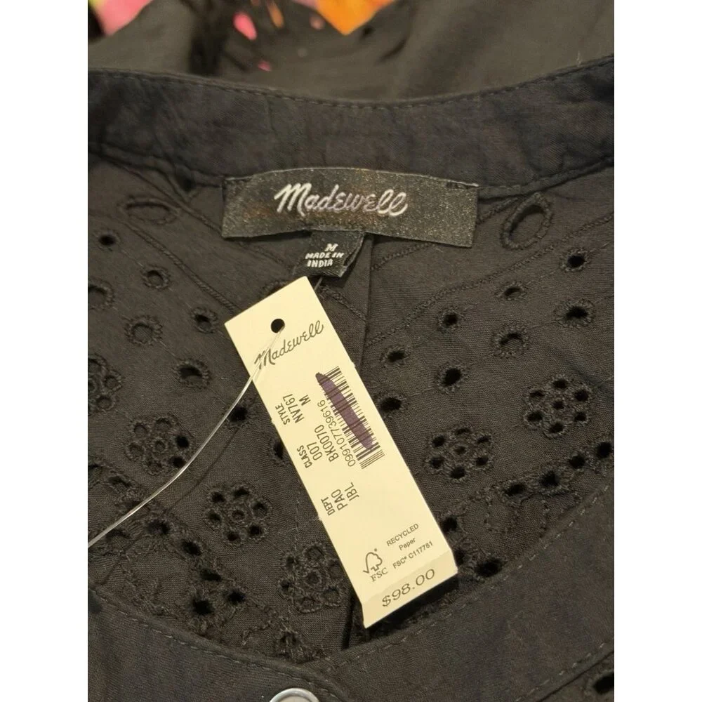 Madewell Black Eyelet Button-Front Blouse - Picture 6 of 8